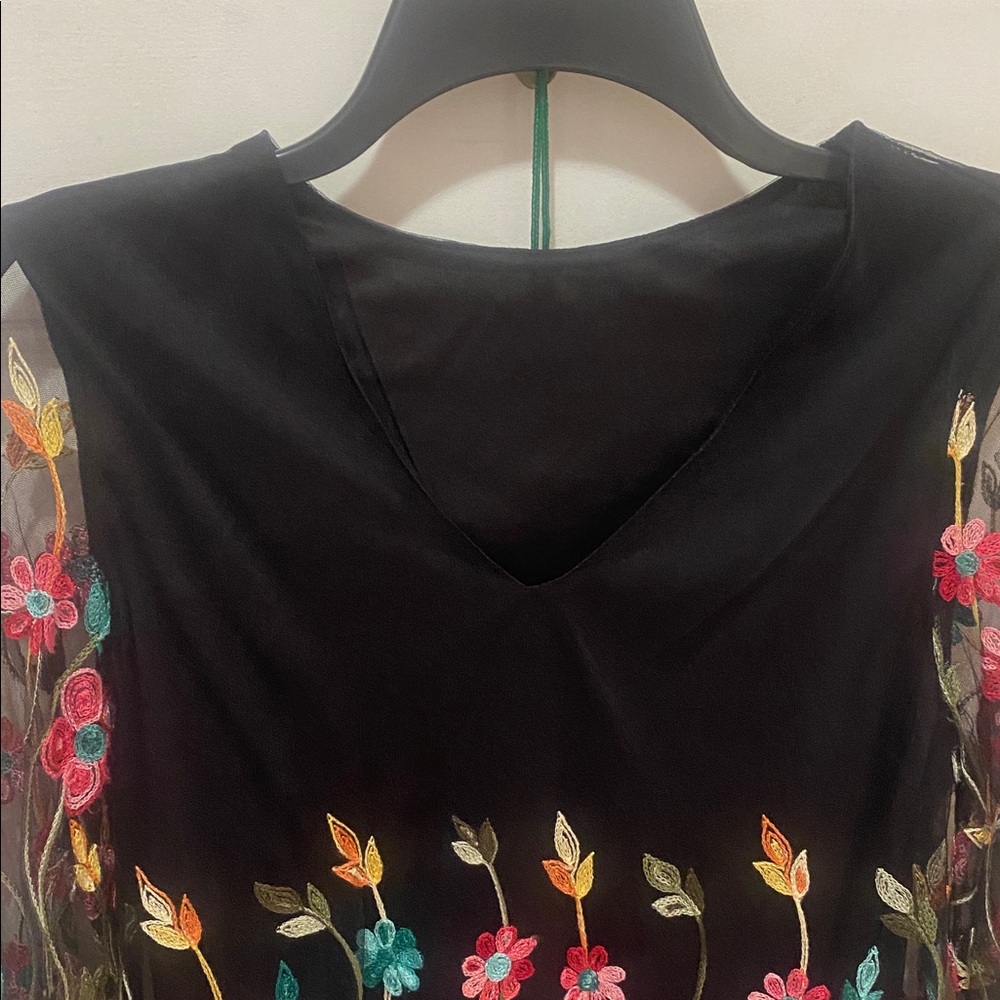 Vintage Emery Rose Top  Floral Embroidered Multi-color Blouse 3/4 Sleeves Small - Picture 4 of 14